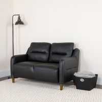Flash Furniture BT-S8372A-LV-BK-GG Newton Hill Upholstered Bustle Back Loveseat in Black Leather 